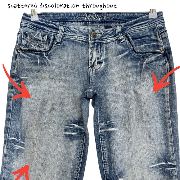 Vintage Y2K Low Rise Flare Jeans 29 Embroidered Studded Grunge Mall Grunge - Picture 3 of 13